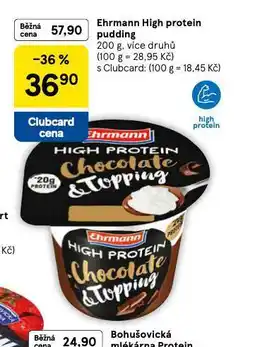 Tesco Ehrmann high protein pudding nabídka