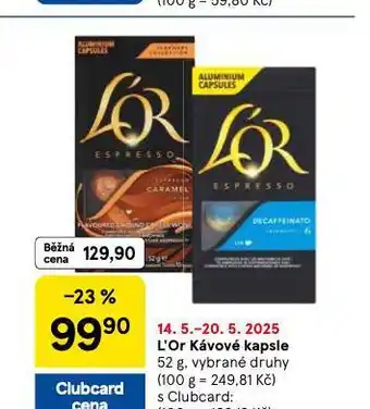 Tesco L´or kávové kapsle nabídka