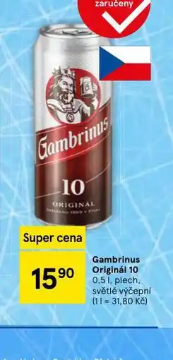 Tesco Pivo gambrinus originál 10 nabídka