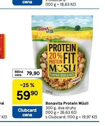 Tesco Bonavita protein müsli nabídka
