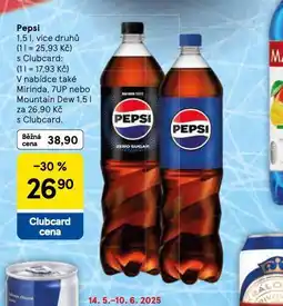 Tesco Pepsi, mirinda, 7up, mountain dew nabídka