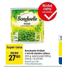 Tesco Bonduelle hrášek v mírně slaném nálevu nabídka