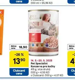 Tesco Pet specialist konzerva pro kočky nabídka