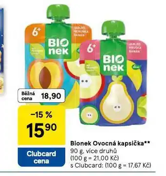 Tesco Bionek ovocná kapsička nabídka