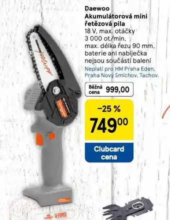 Tesco Daewoo akumulátorová mini řetězová pila nabídka