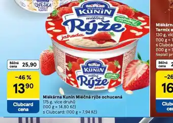Tesco Mlékárna kunín mléčná rýže ochucená nabídka