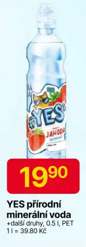 Hruška YES přírodní minerální voda nabídka