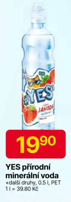 Hruška YES přírodní minerální voda nabídka