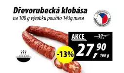 ZEMAN Dřevorubecká klobása na 100 g výrobku použito 143g masa, 100 g nabídka