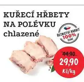 RABBIT řeznictví KUŘECÍ HŘBETY NA POLÉVKU chlazené 1kg nabídka