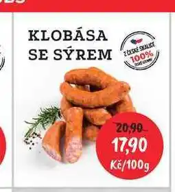 RABBIT řeznictví KLOBÁSA SE SÝREM 100g nabídka