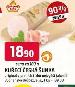 Trefa KUŘECÍ ČESKÁ ŠUNKA originál z prsnich řízků nejvyšší jakosti 100g nabídka