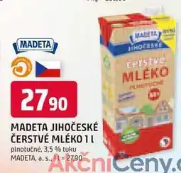 Trefa MADETA JIHOČESKÉ ČERSTVÉ MLÉKO 1l plnotučné, 3,5 % tuku nabídka