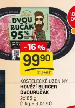 Flop Kostelecké uzeniny hovězí burger dvouručák nabídka