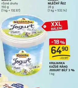 Flop KRAJANKA KAŽDÉ RÁNO JOGURT BÍLÝ 3 % 1 kg nabídka