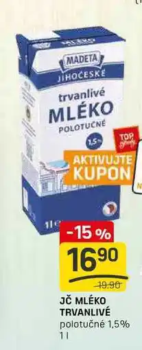 Flop JČ MLÉKO TRVANLIVÉ polotučné 1,5% 1l nabídka