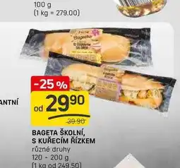 Flop BAGETA ŠKOLNÍ, S KUŘECÍM ŘÍZKEM různé druhy 120 - 200 g nabídka
