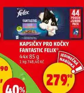 Penny Market KAPSIČKY PRO KOČKY FANTASTIC FELIX, 44x 85 g nabídka