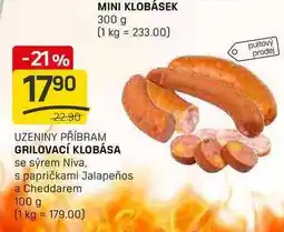 Flop GRILOVACÍ KLOBÁSA se sýrem Niva, s papričkami Jalapeños a Cheddarem 100 g nabídka