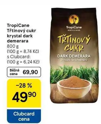 Tesco TropiCane Třtinový cukr krystal dark demerara, 800 g nabídka