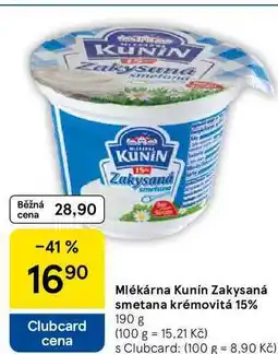Tesco Mlékárna Kunín Zakysaná smetana krémovitá 15%, 190 g nabídka