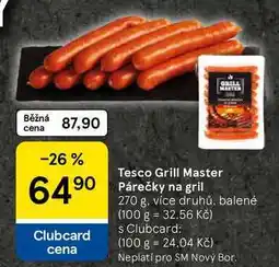 Tesco Tesco Grill Master Párečky na gril, 270 g, více druhů nabídka