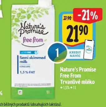 Albert Nature's Promise Free From Trvanlivé mléko 1 l nabídka
