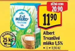Albert Albert Trvanlivé mléko 1,5% 1 l nabídka