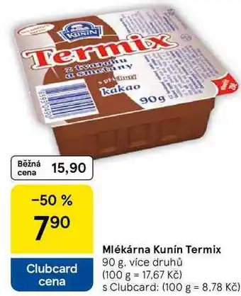 Tesco Mlékárna Kunín Termix, 90 g nabídka
