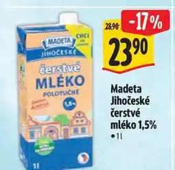 Albert Madeta Jihočeské čerstvé mléko 1,5% 1 l nabídka