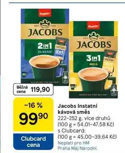 Tesco Jacobs Instatní kávová směs, 222-252 g, více druhů nabídka