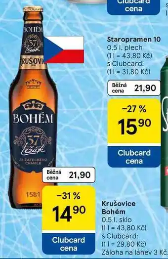 Tesco Krušovice Bohém, 0,5 l, sklo nabídka