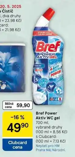 Tesco Bref Power Aktiv WC gel, 700 ml, vybrané druhy nabídka
