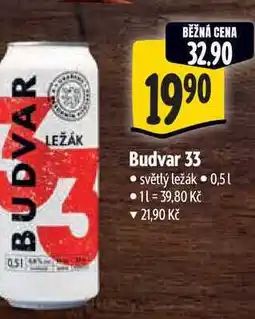 Albert Budvar 33 světlý ležák 0,5 l nabídka