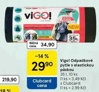 Tesco Vigo! Odpadkové pytle s elastickou páskou, 35 l, 10 ks nabídka