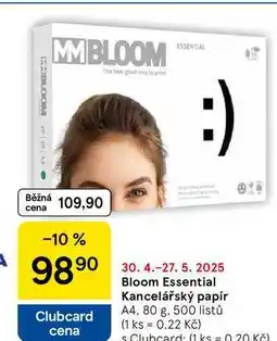 Tesco Bloom Essential Kancelářský papír, A4, 80 g. 500 listů nabídka