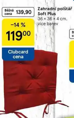 Tesco Zahradní polštář Soft Plus, 36 × 36 × 4 cm nabídka