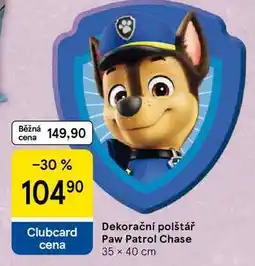 Tesco Dekorační polštář Paw Patrol Chase, 35 x 40 cm nabídka