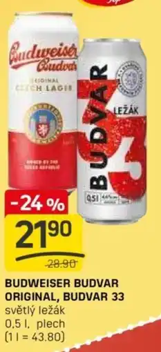 Flop BUDWEISER BUDVAR ORIGINAL, BUDVAR 33 nabídka