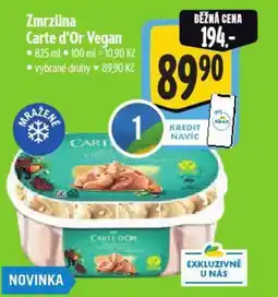 Albert Zmrzlina Carte d'Or Vegan nabídka
