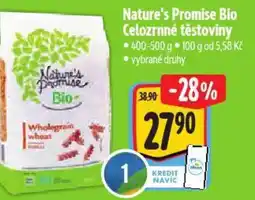 Albert Nature's Promise Bio Celozrnné těstoviny nabídka