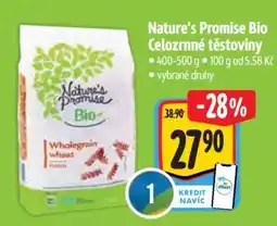 Albert Nature's Promise Bio Celozrnné těstoviny nabídka