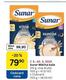 Tesco Sunar mléčná kaše nabídka