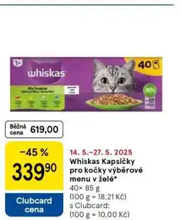 Tesco Whiskas Kapsičky pro kočky výběrové menu v želé nabídka