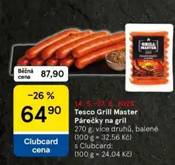 Tesco Tesco Grill Master Párečky na gril nabídka