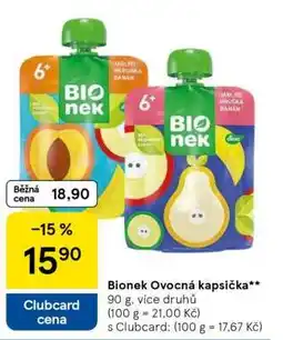 Tesco Bionek Ovocná kapsička nabídka