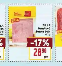 Billa Billa toastová šunka 90% nabídka