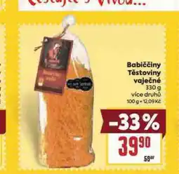 Billa Babiččiny těstoviny vaječné nabídka