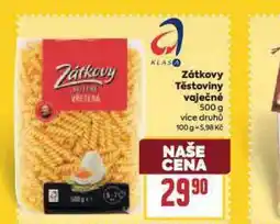 Billa Zátkovy těstoviny vaječné nabídka