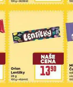 Billa Orion lentilky nabídka